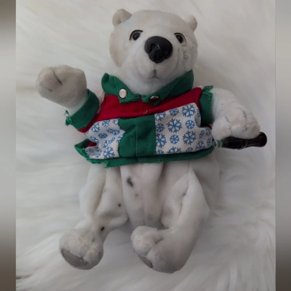 1999 Vintage Cocoa Cola Holiday Collection Bean Bag Plush Polar Bear